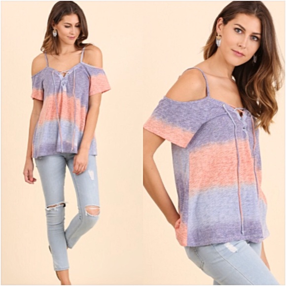 📍SALE Boho Chic Lace Up Cold Shoulder Top SML - Picture 2 of 7